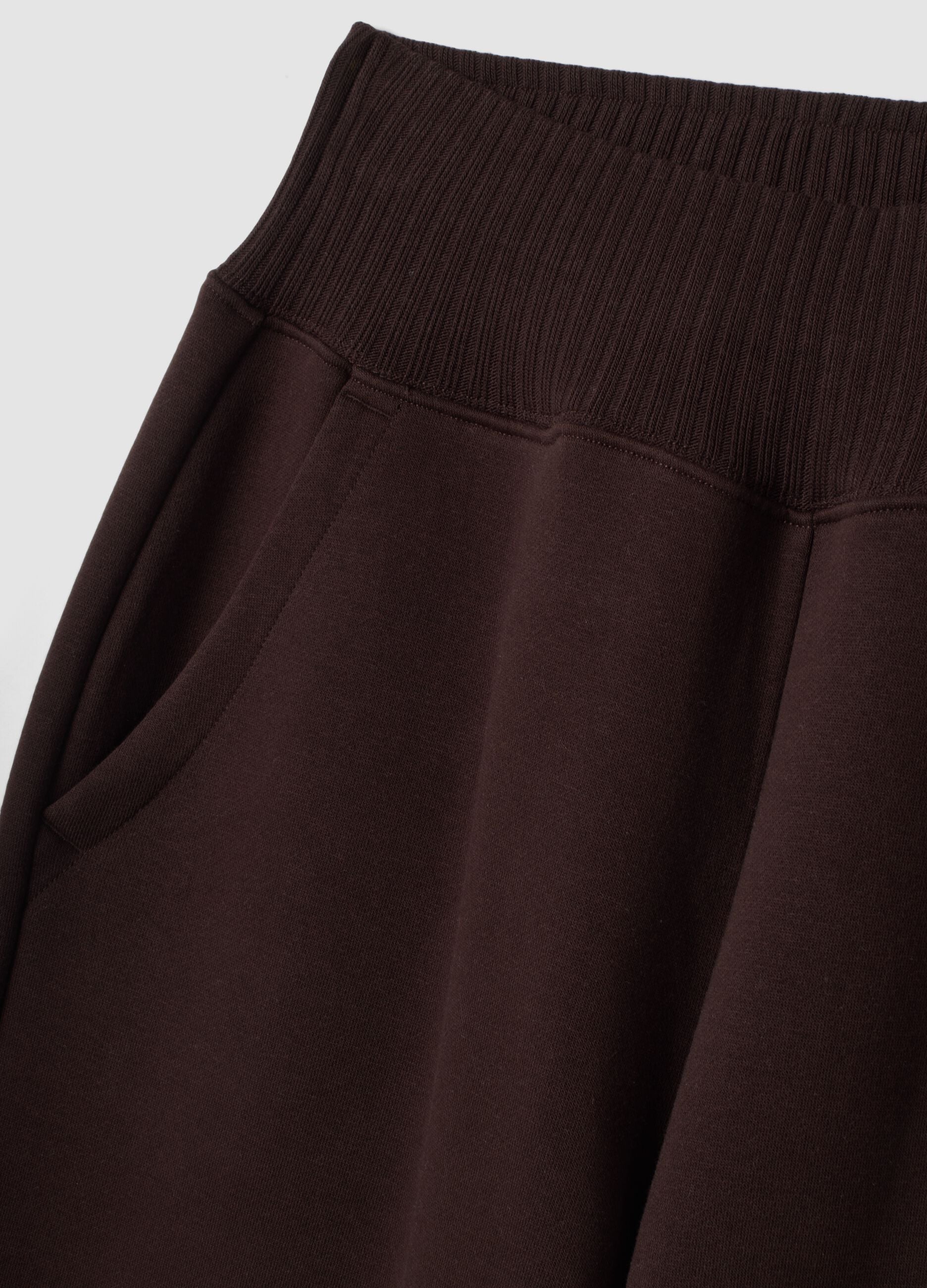 Brown fleece cotton-blend straight-fit trousers