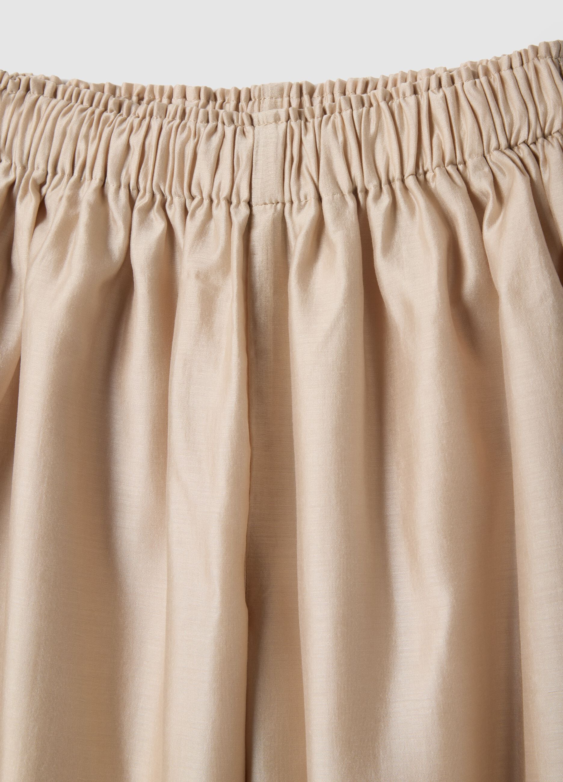 Girls' beige Lyocell culotte trousers with relaxed fit