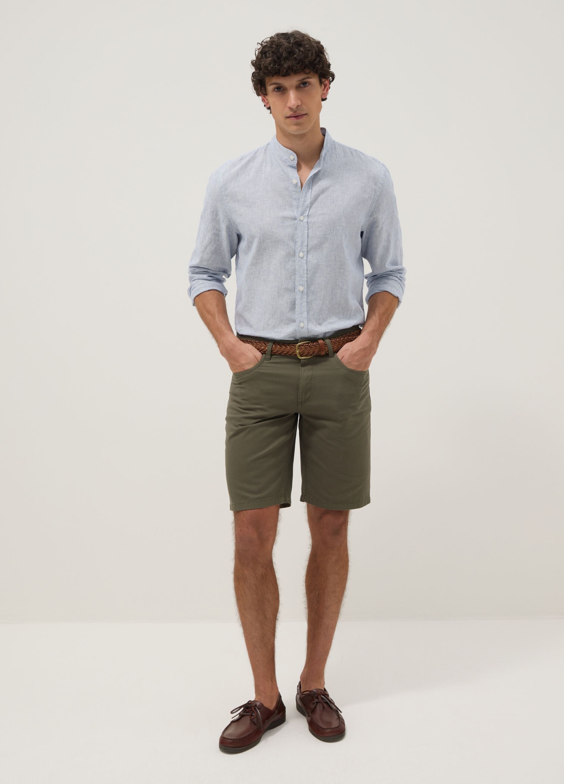 Shorts verdi in puro cotone regular fit