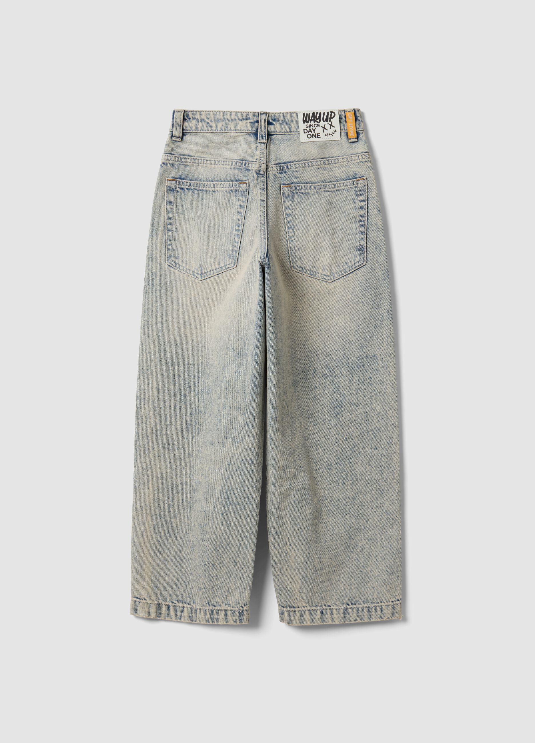 Light-wash pure cotton skater-fit denim jeans for boys
