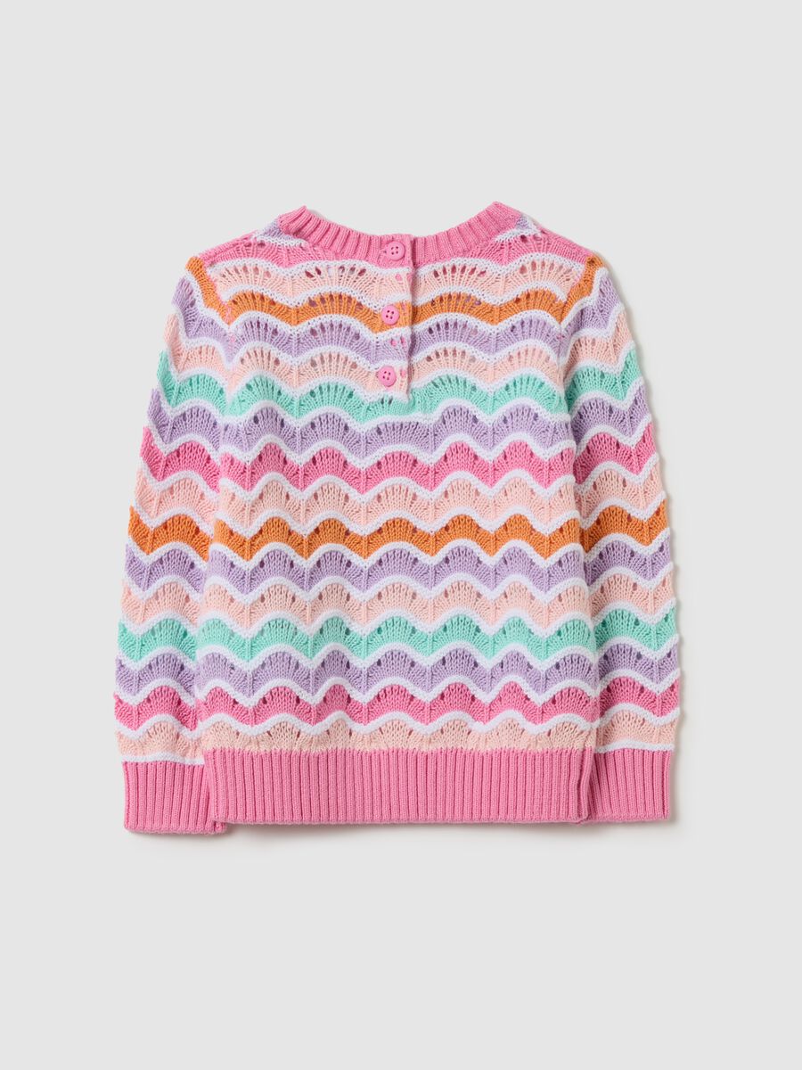 Cotton pullover with openwork design_1
