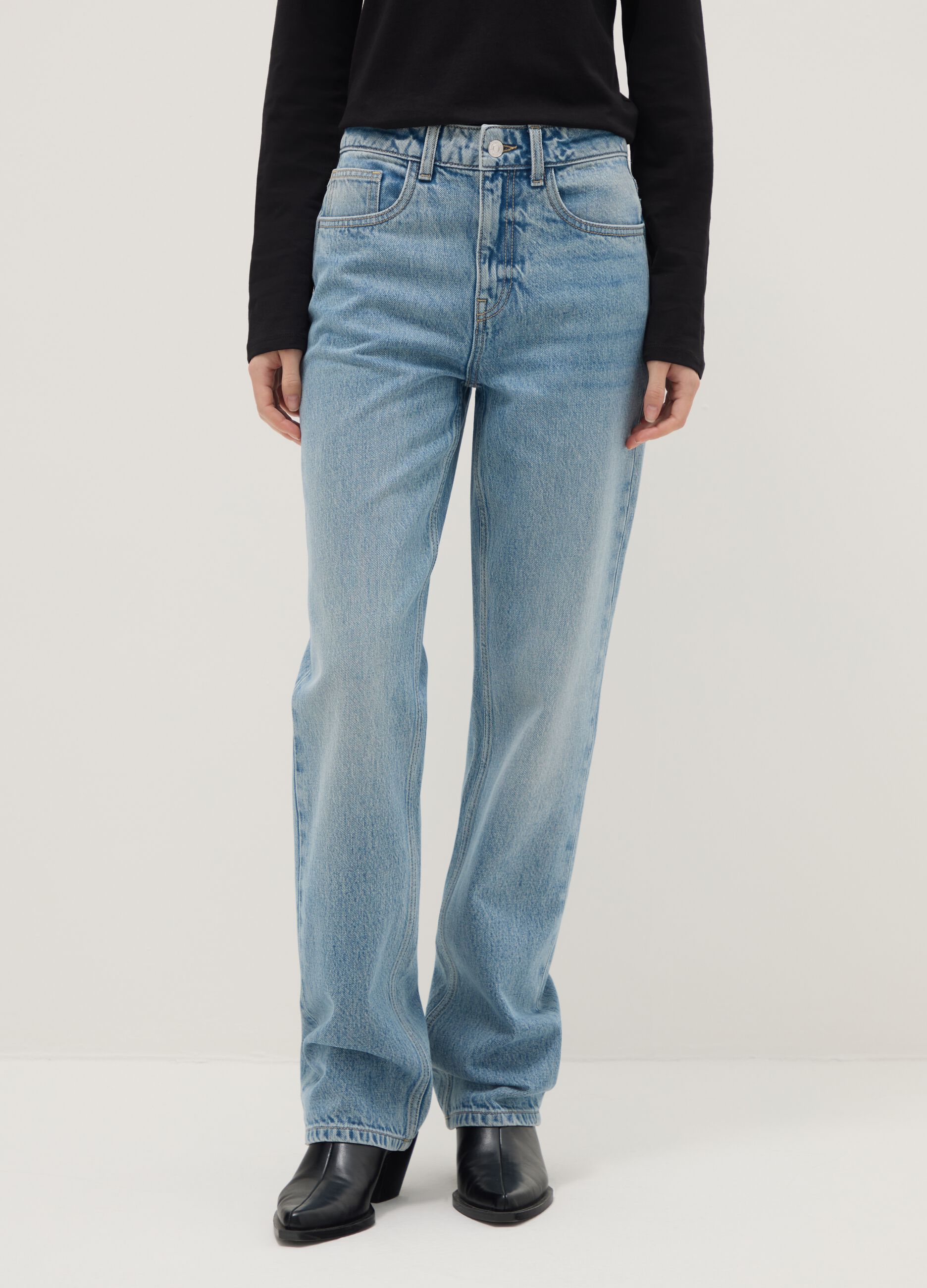 Blue pure cotton straight fit jeans