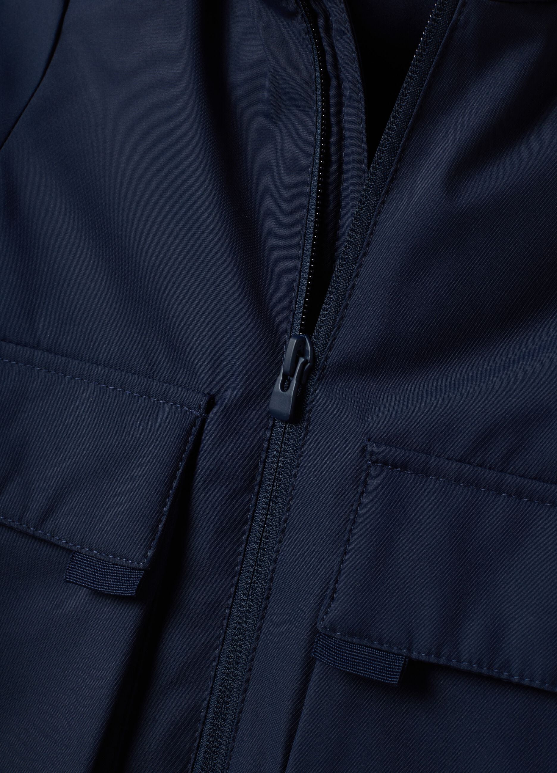 Blue padded hooded zip-up jacket for boys