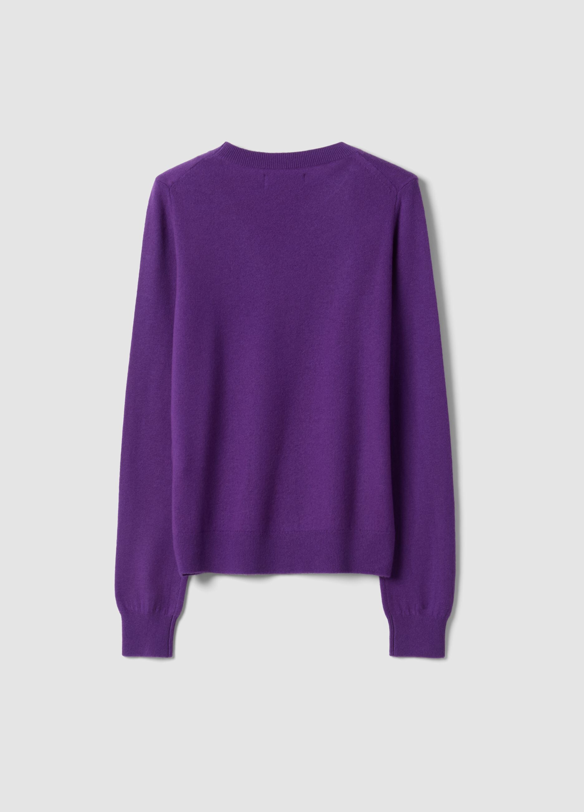 Purple pure wool crew-neck jumper