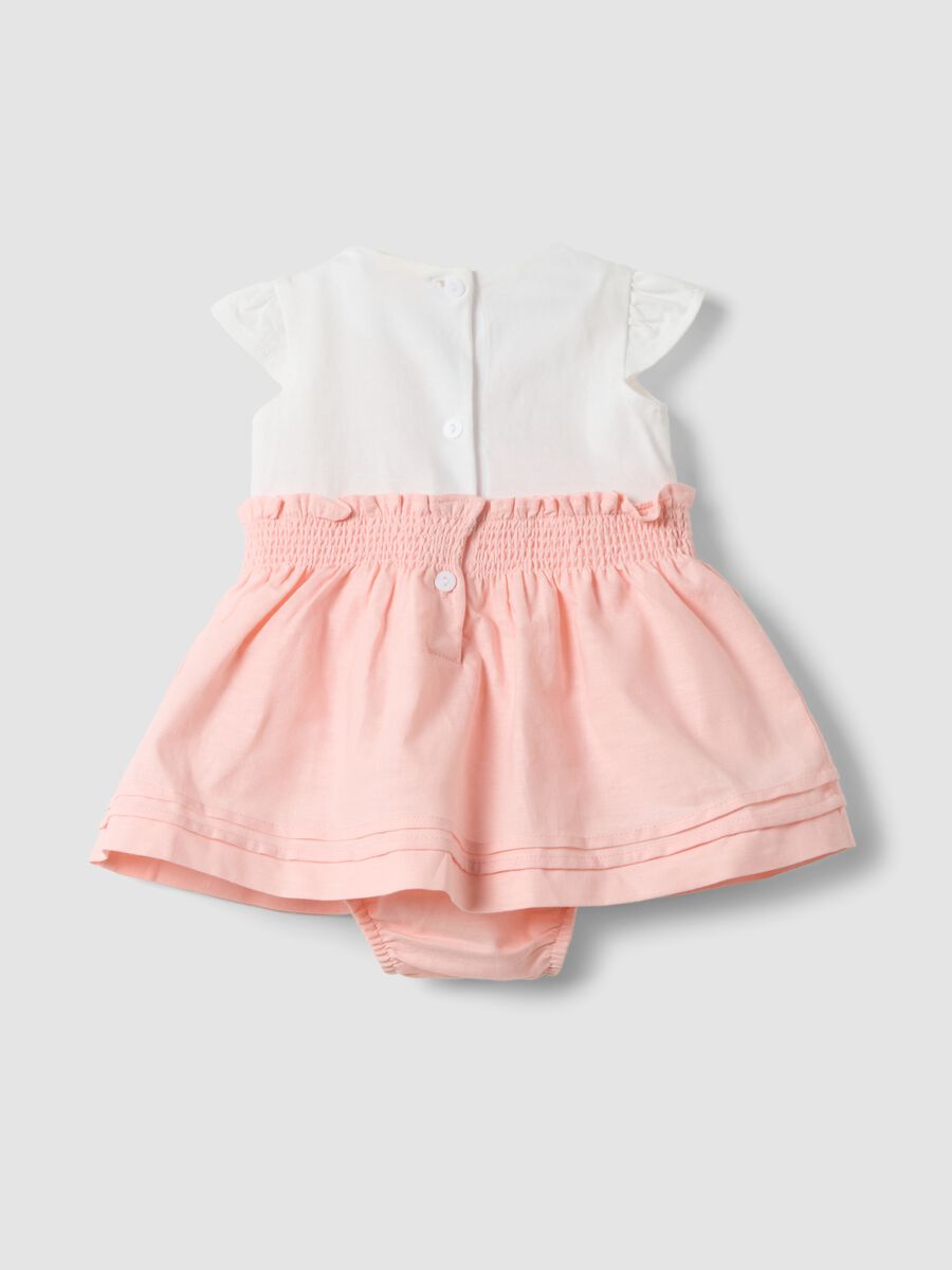 Pagliaccetto rosa in misto cotone e lino con ricamo Winnie The Pooh per neonata_1