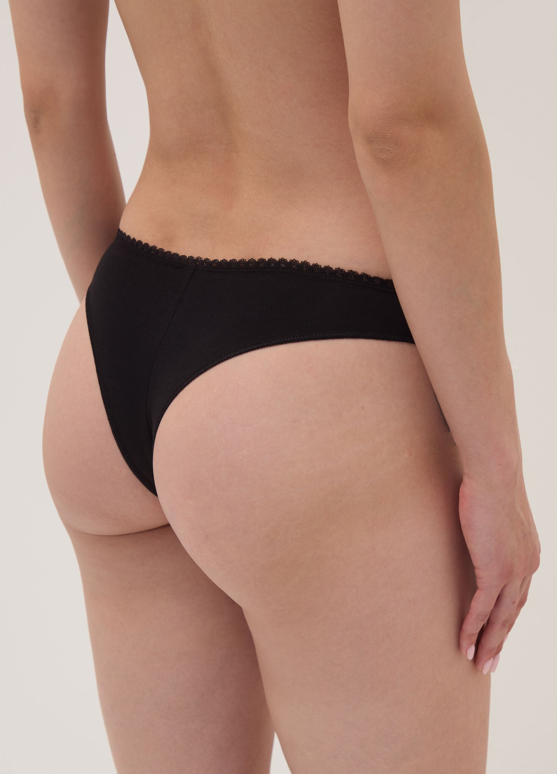 3-pack of black Brazilian briefs in stretch organic cotton