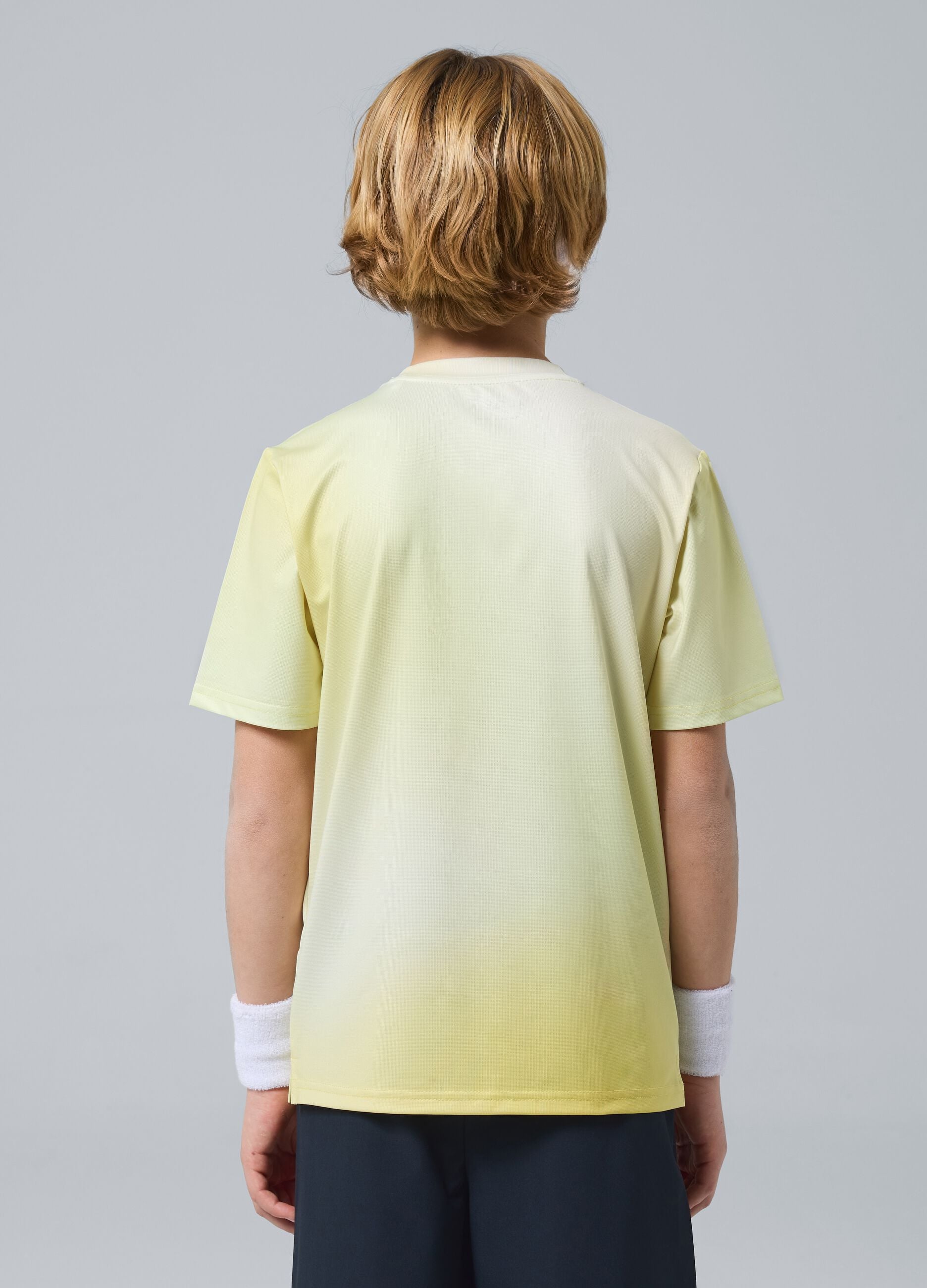 Yellow ALTAVIA COURT sports T-shirt in stretch technical fabric with tie-dye effect for boys