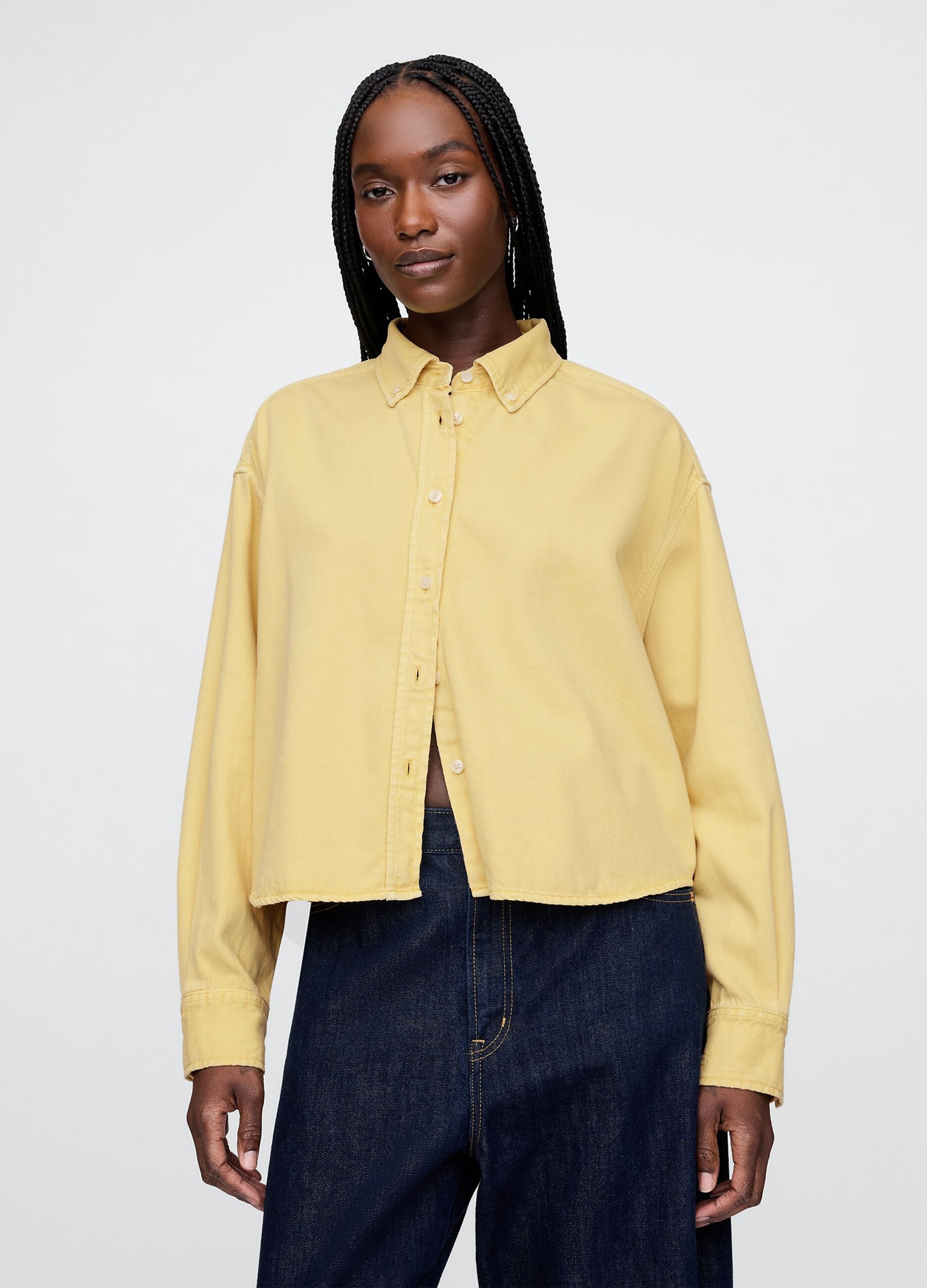 Yellow Cropped Gap Shirt
