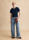 Regular fit blue cotton blend short sleeve t-shirt_1