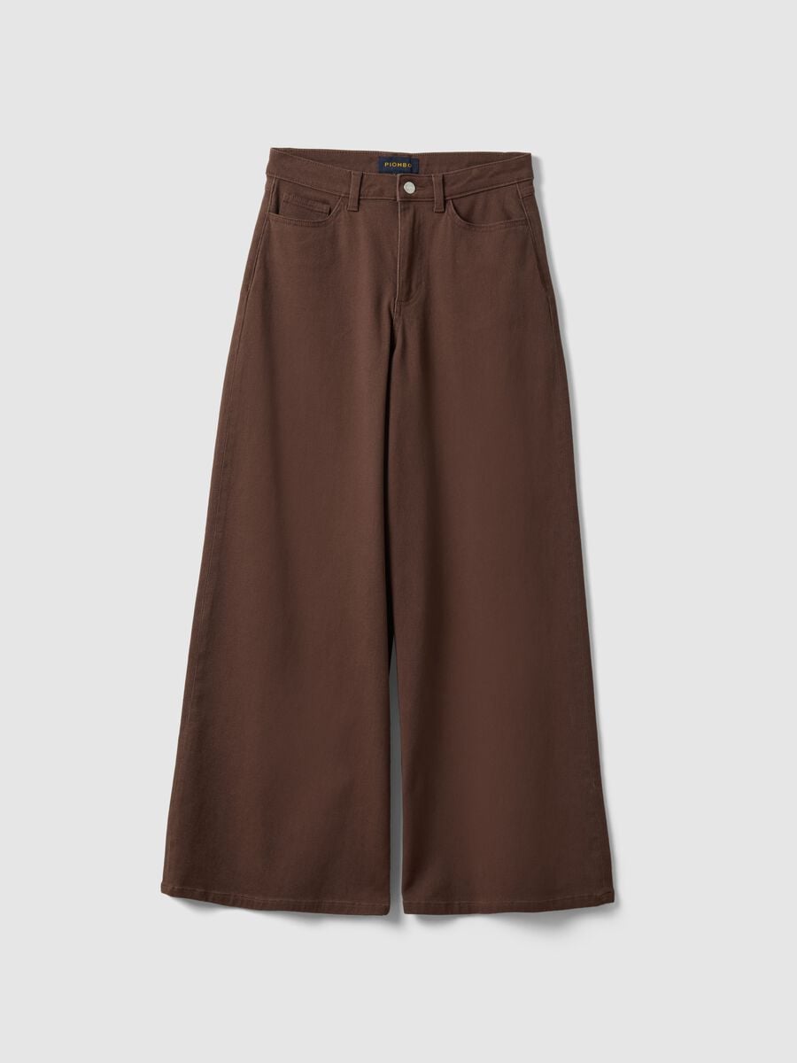 Pantaloni flare in cotone elasticizzato marrone_4