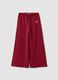 Red pure cotton trousers with elasticated waist and bow for girls_0