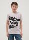 T-shirt in puro cotone beige da ragazzo regular fit con stampa_0