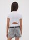White stretch cotton jersey T-shirt with graffiti slogan for girls_2