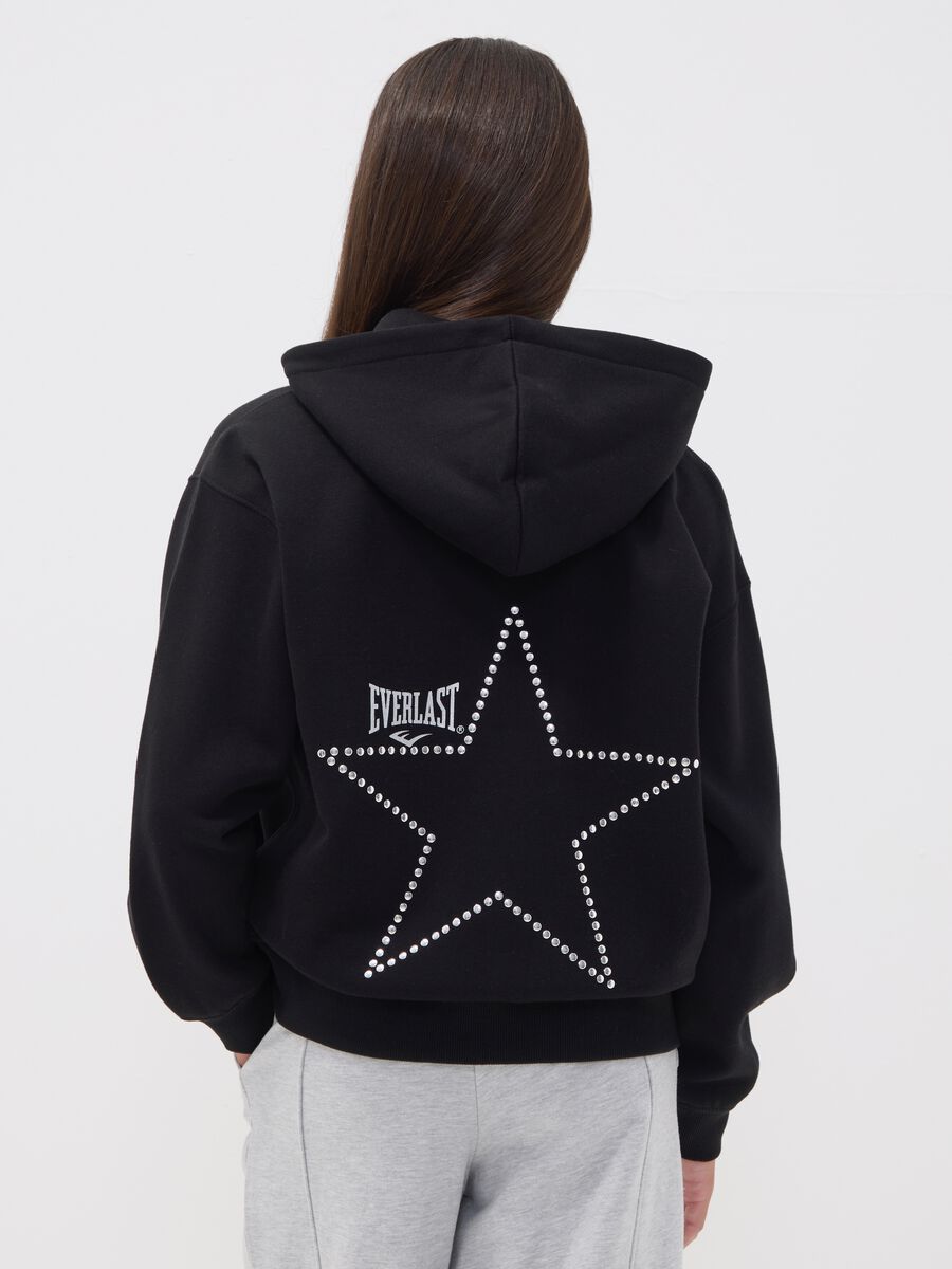 Girls&rsquo; black cotton-blend zip hoodie, regular fit_1