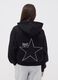 Girls&rsquo; black cotton-blend zip hoodie, regular fit_1