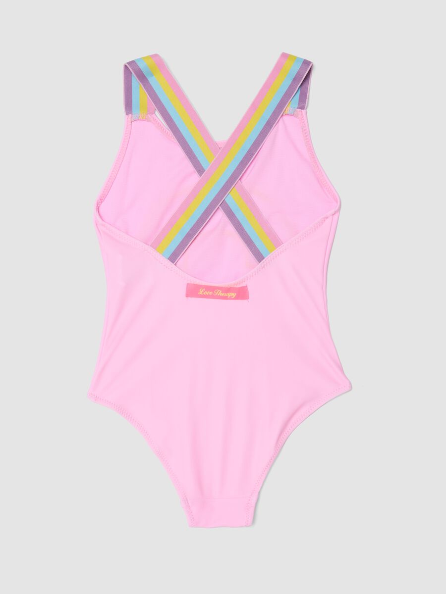 Pink stretchy fabric swimsuit_1