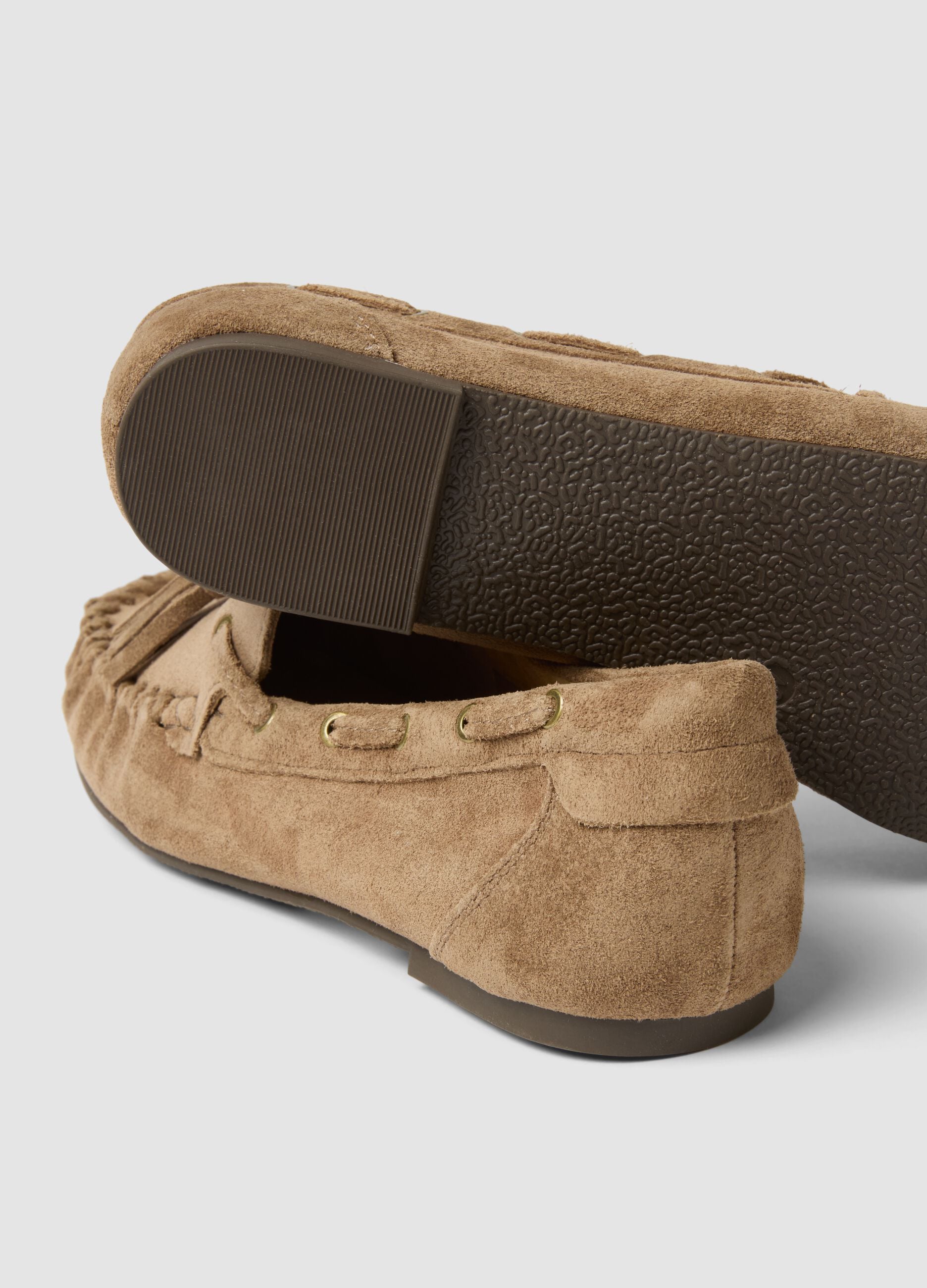 Comfortable brown genuine leather loafers