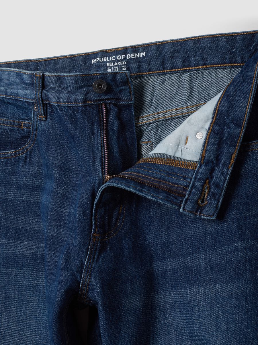 Relaxed fit pure cotton denim jeans_5