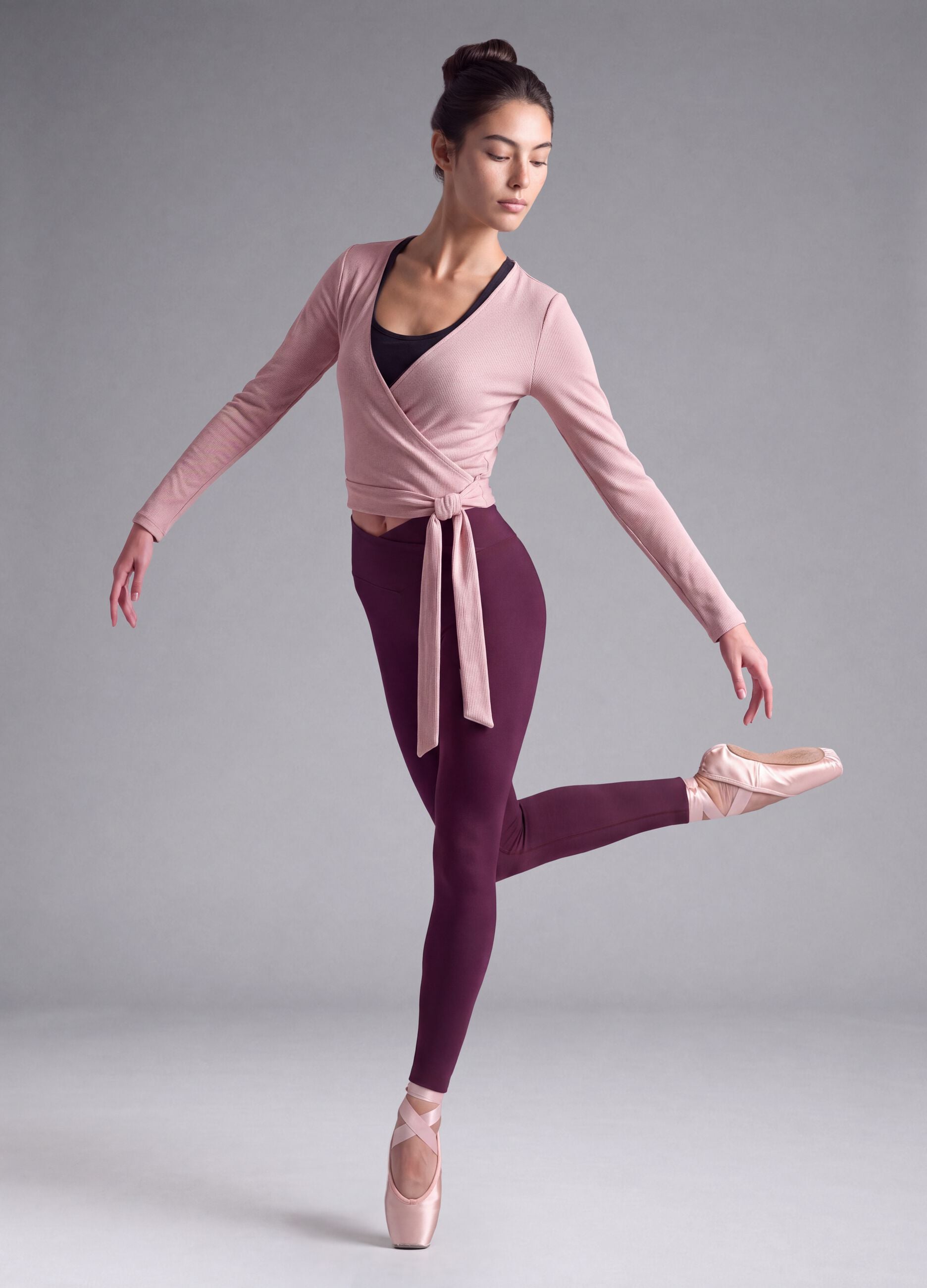 Pink ribbed stretch-cotton wrap top ALTAVIA STUDIO