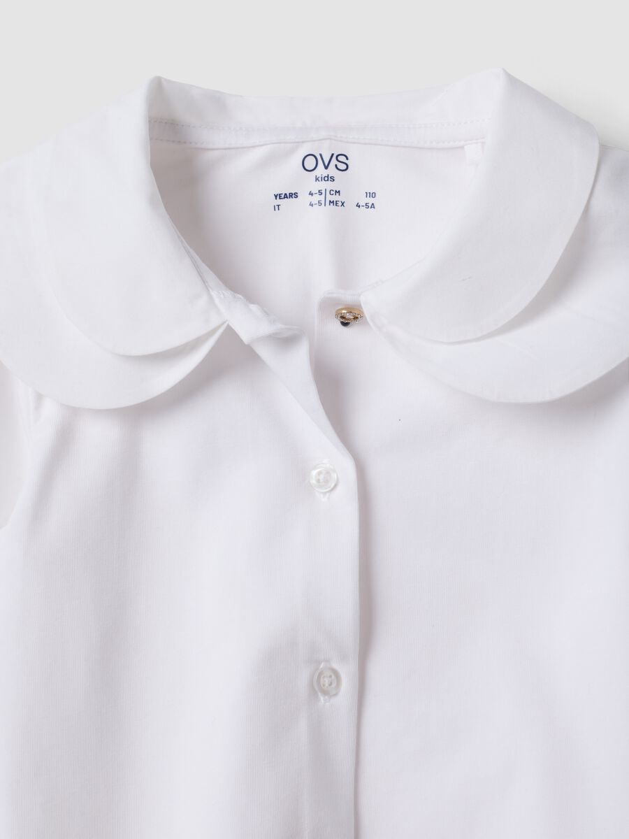 White stretch cotton blouse with rounded collar, regular fit_2