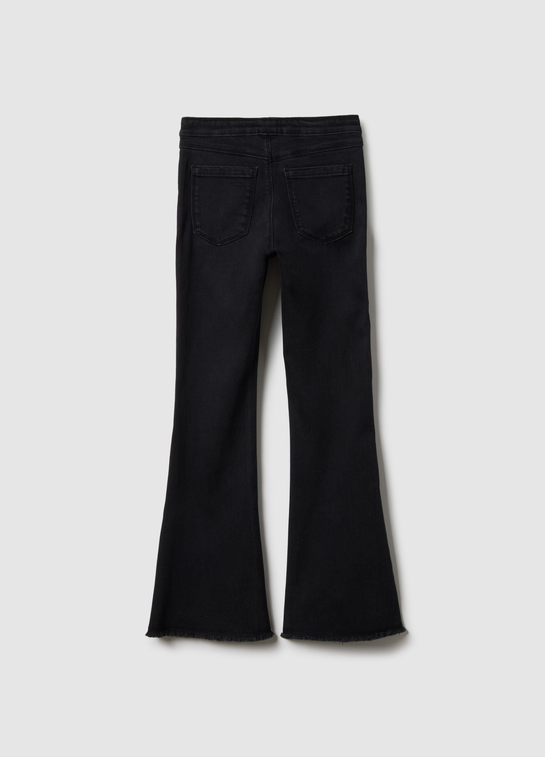 Black Stretch Cotton Flare Fit Girls' Jeggings
