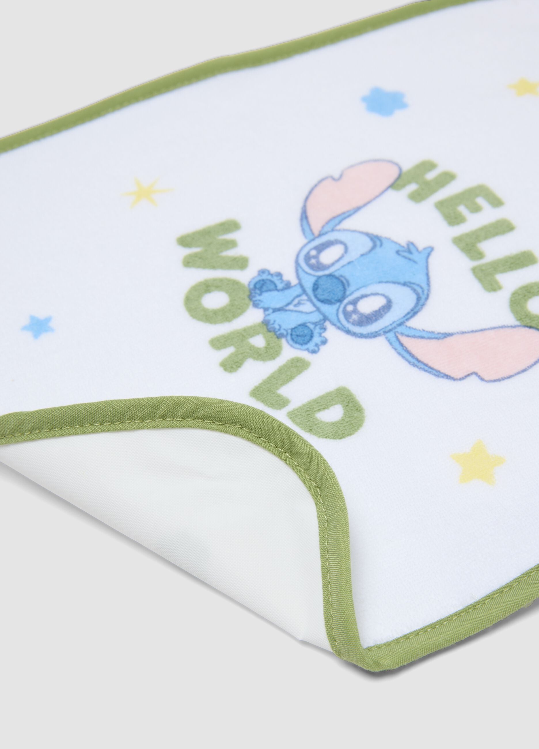 3-pack of white organic cotton-blend bibs with Lilo & Stitch prints
