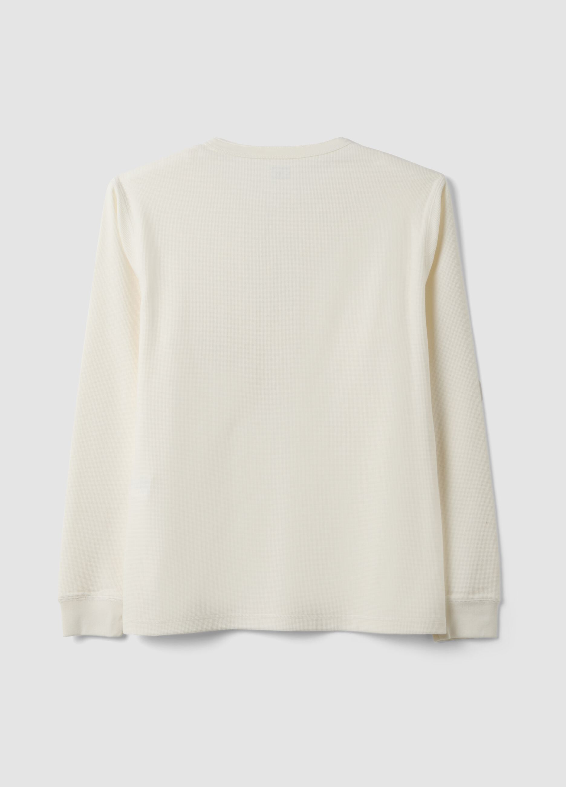 White regular-fit honeycomb viscose-blend T-shirt