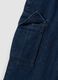 Dark blue pure cotton wide-leg cargo jeans_5