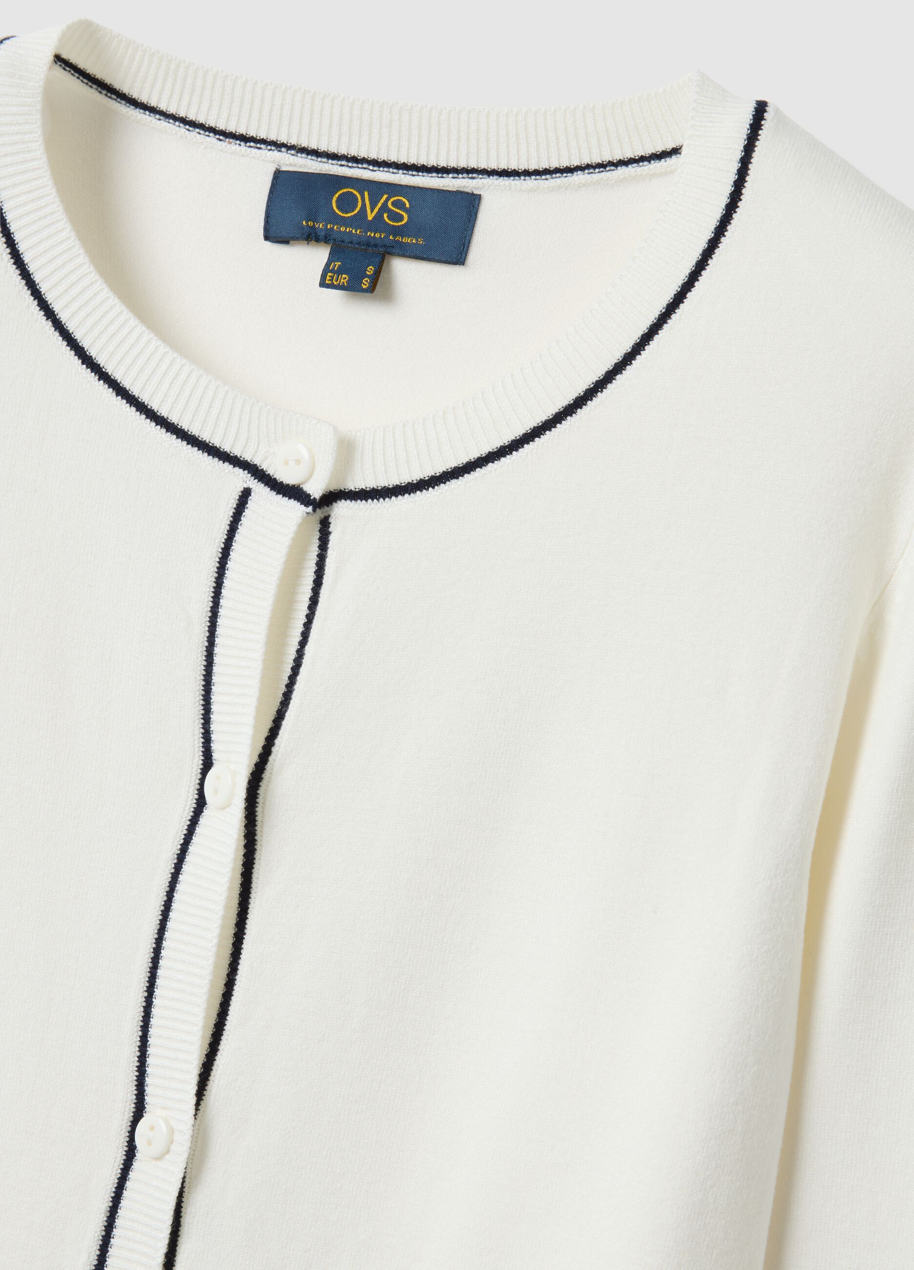 White viscose blend regular fit cardigan with buttons