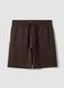 Shorts marrone in misto cotone con vita elasticizzata regular fit_0