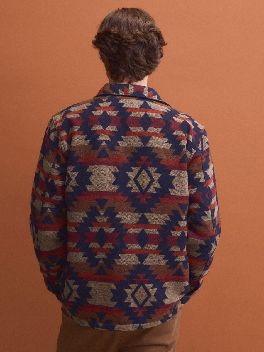Multicolour geometric-print bowling-collar shacket, oversized fit_4