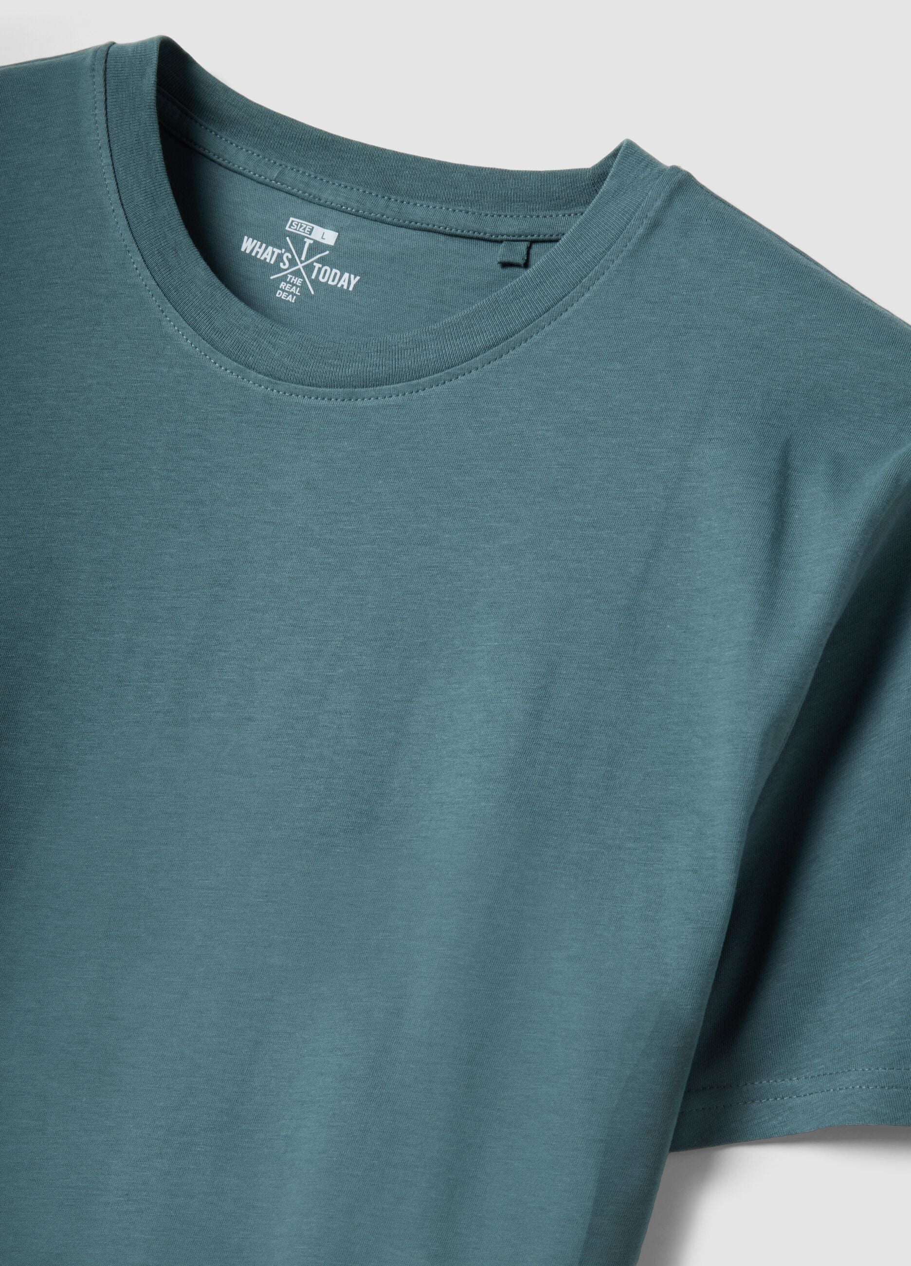 Green short-sleeved pure cotton T-shirt