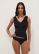 Black stretchy viscose tank top regular fit deep V with lace_0