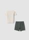 Beige pure cotton T-shirt and shorts set for baby boy, regular fit_1