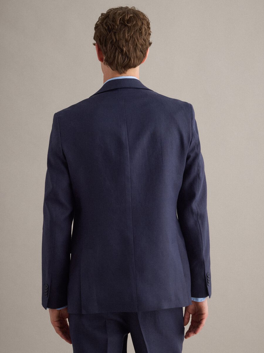Slim fit pure linen blue blazer_4
