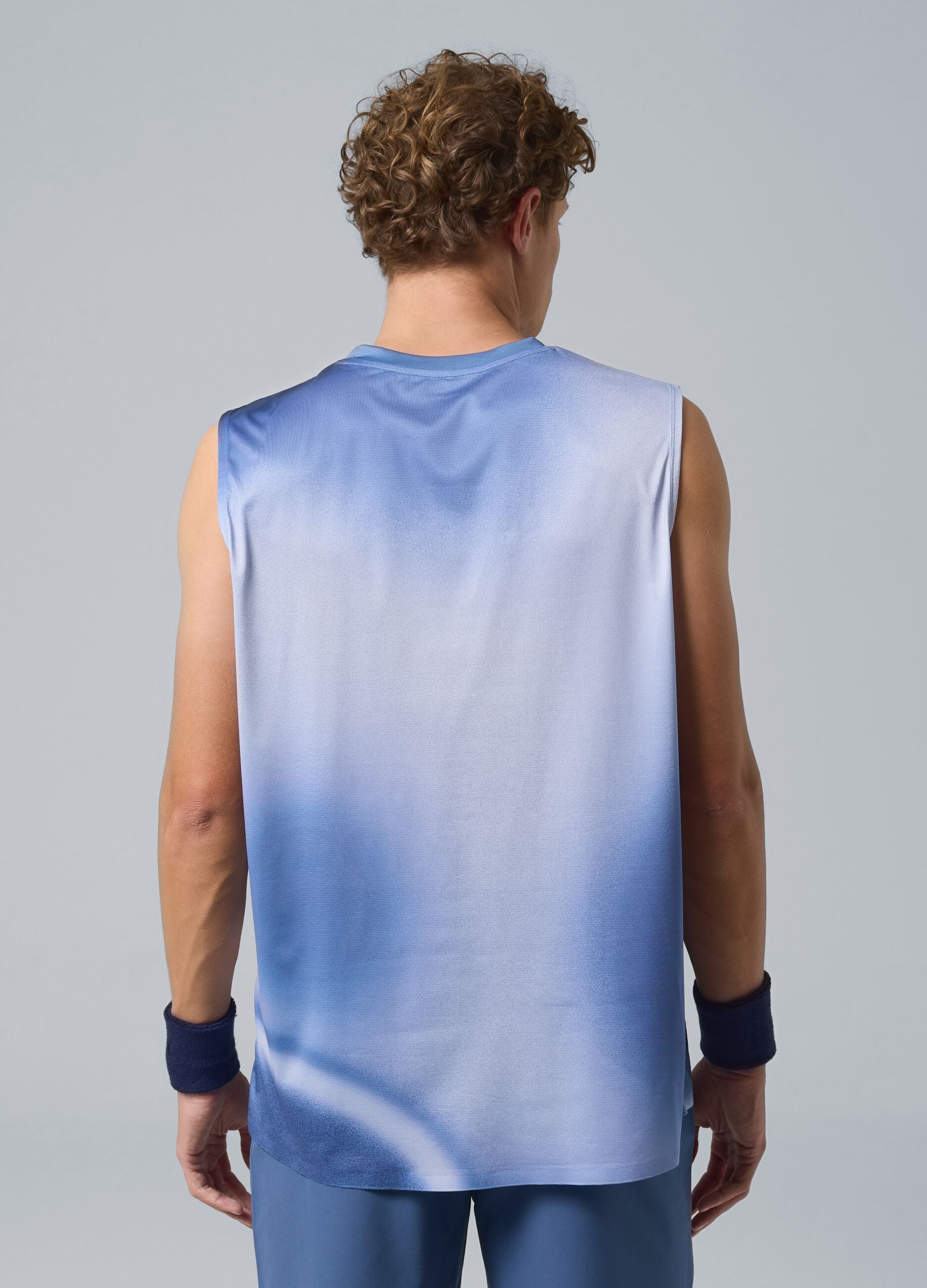Light Blue ALTAVIA COURT Tank Top in Stretch Fabric with Tie-Dye Effect
