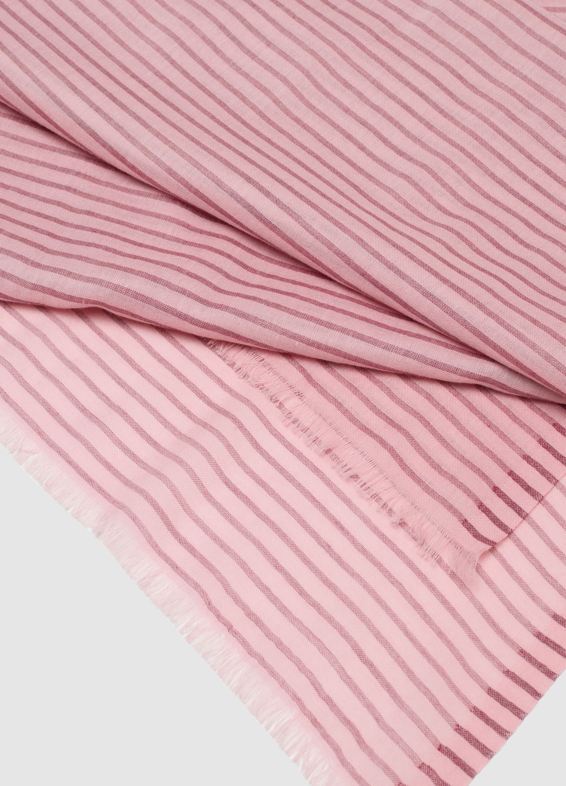 Light striped pink cotton blend scarf