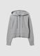 Grey full-zip cotton-blend hoodie, fitted cut_4
