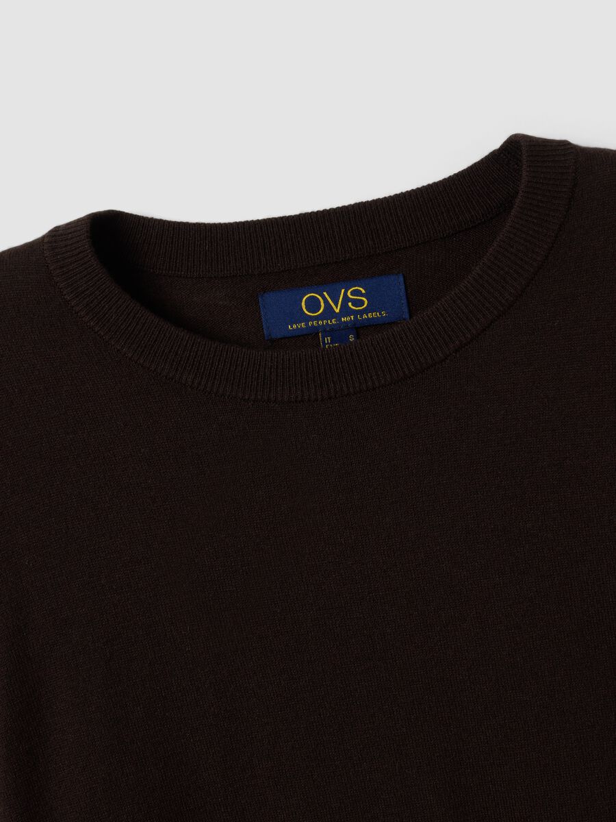 Brown crew-neck wool-blend jumper, regular fit_5