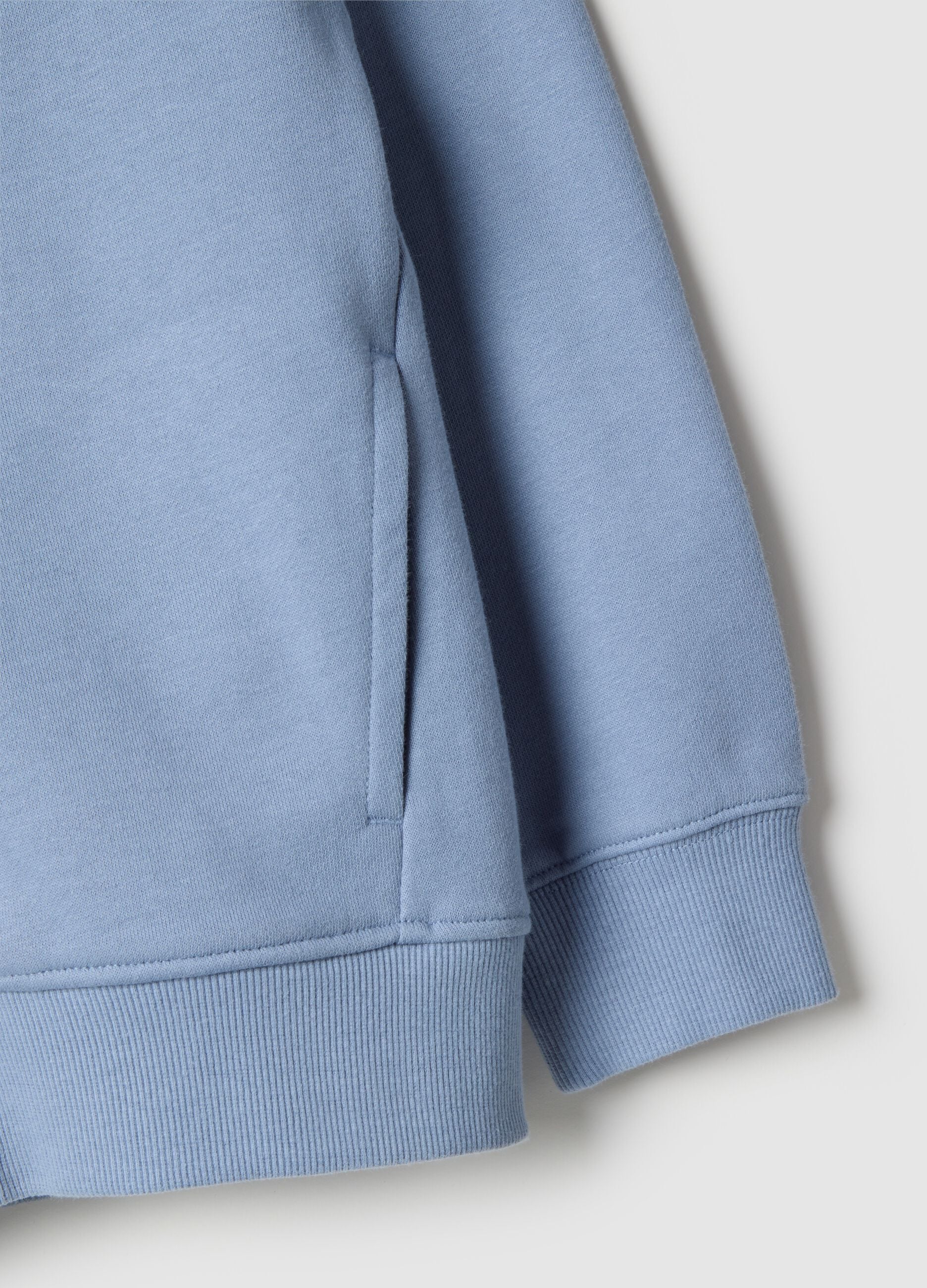 Sky blue children's hoodie with zip in pure cotton regular fit