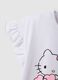Girls' White Stretch Cotton T-shirt with Hello Kitty_3