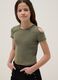 Green cut-out stretch cotton slim fit girl T-shirt_2