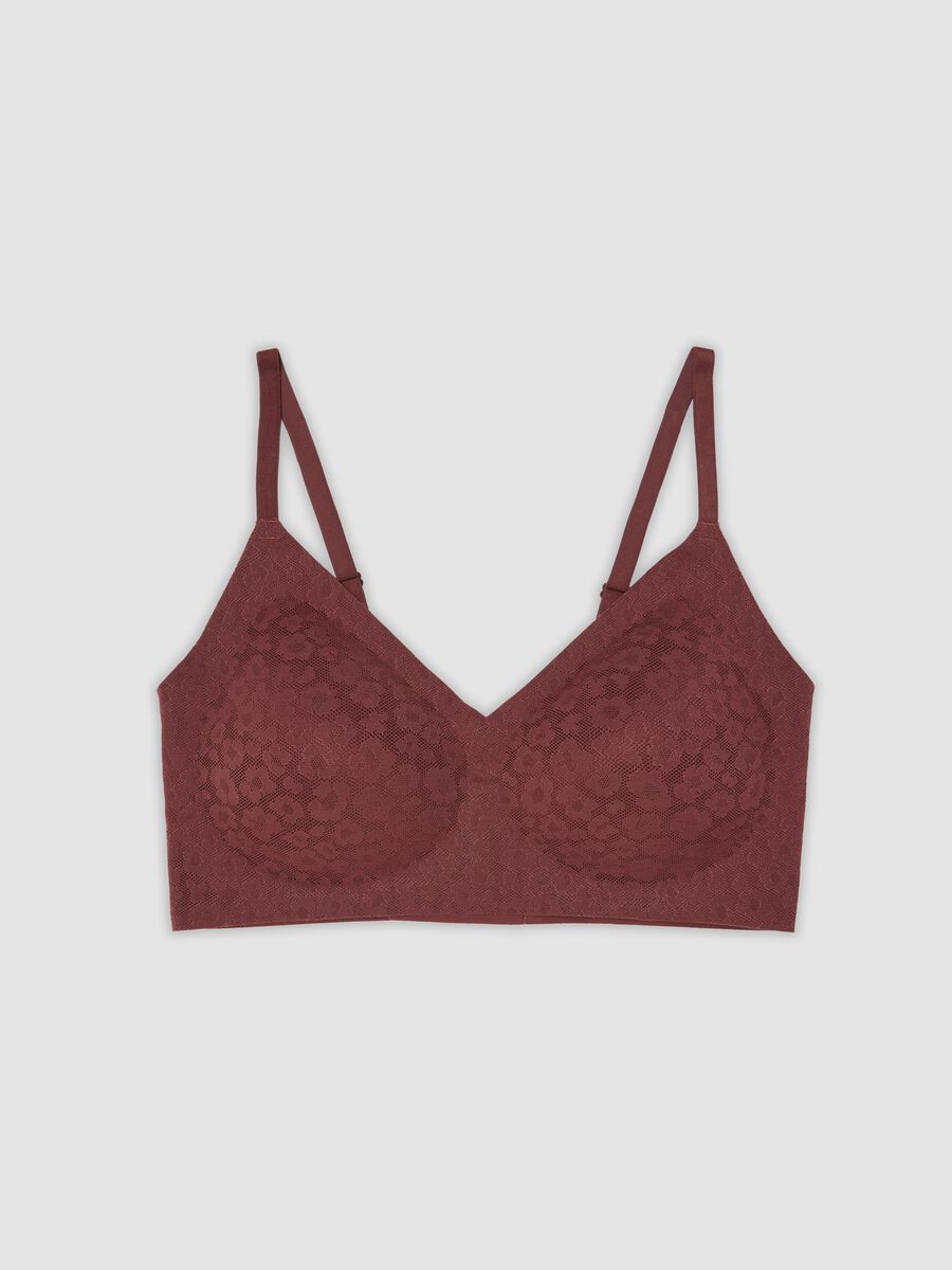 Red lace stretch-fabric bralette bra_0