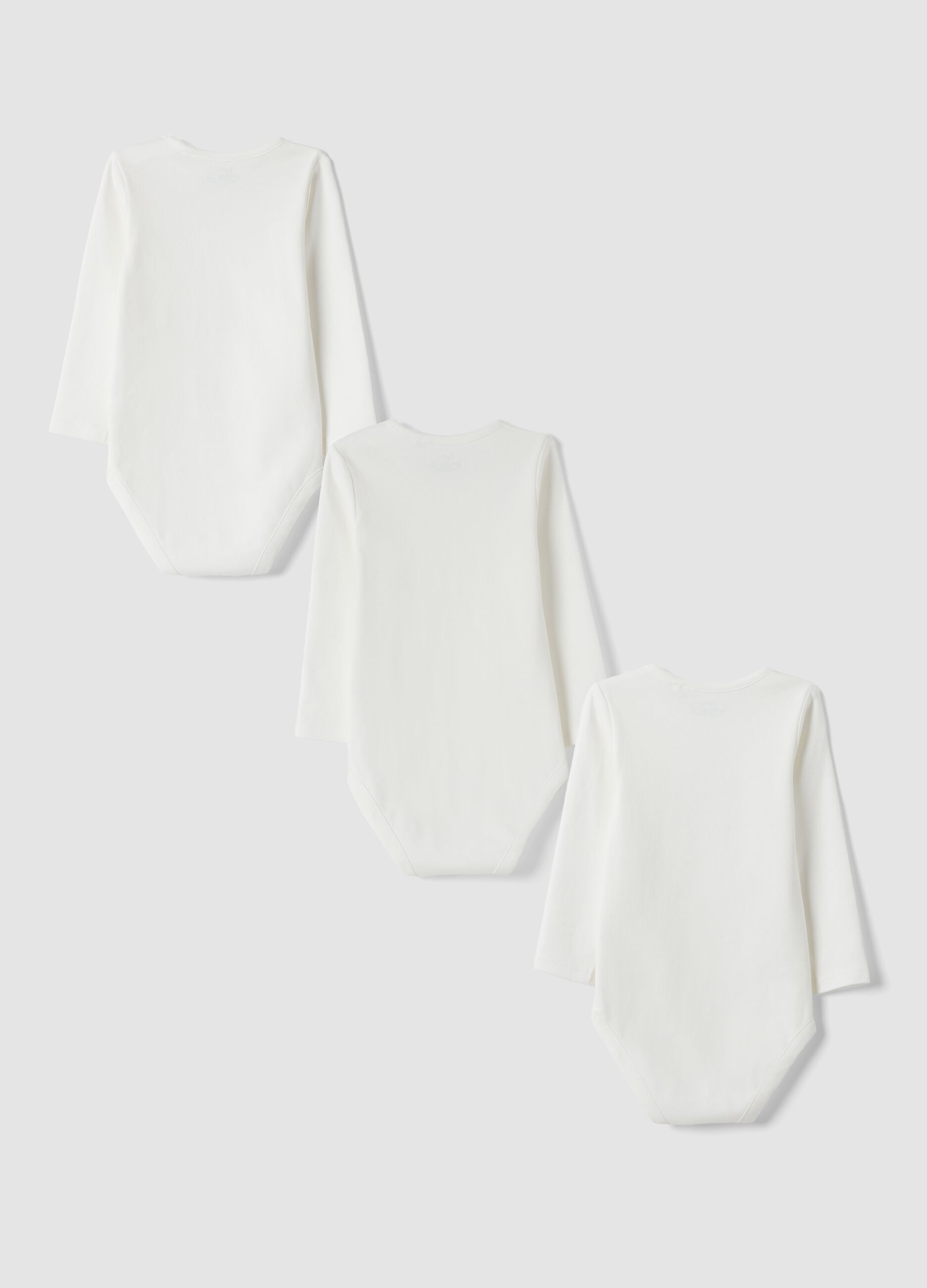 3-pack of white organic cotton crew-neck bodysuits