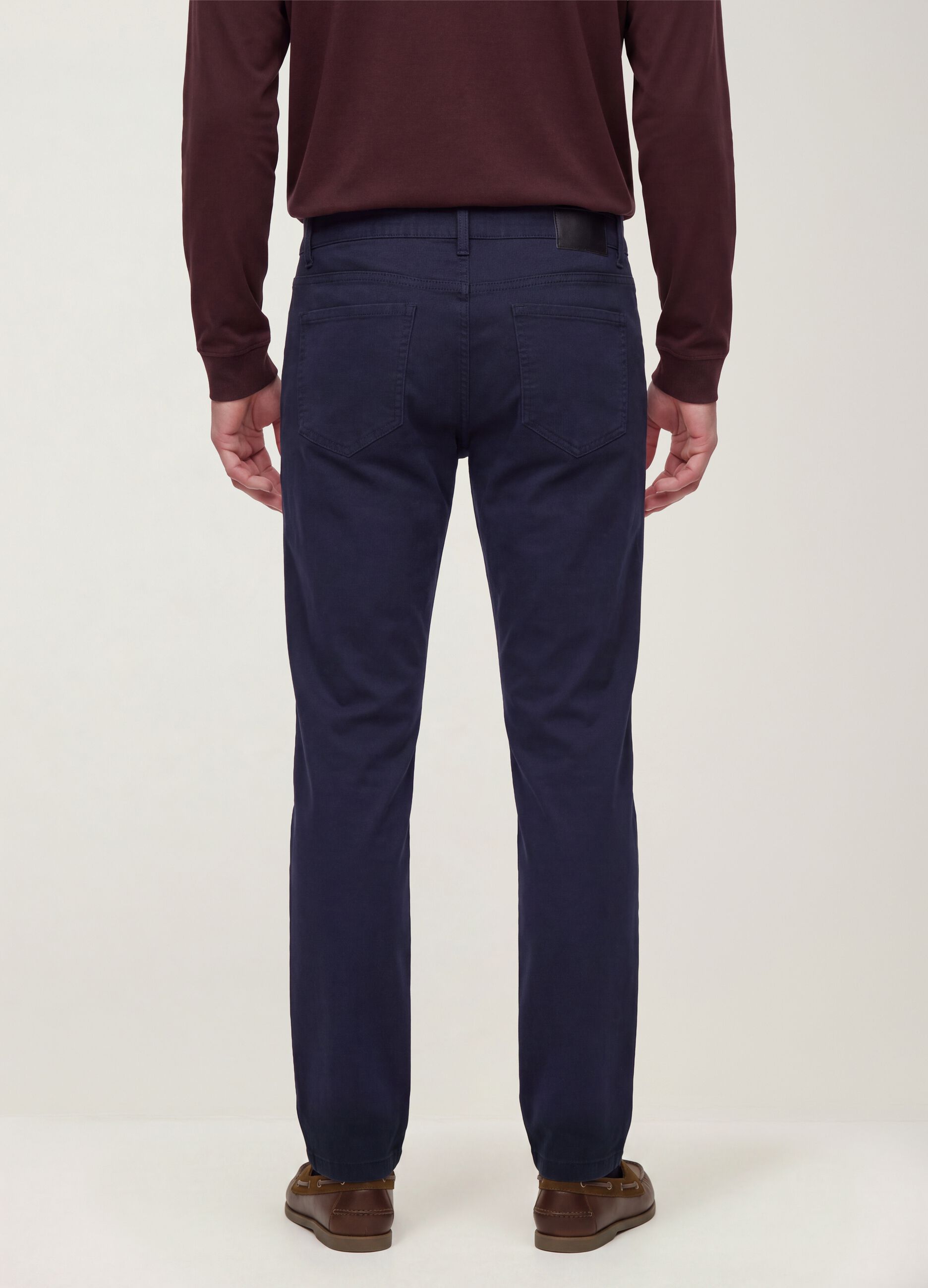 Blue regular-fit stretch cotton twill trousers