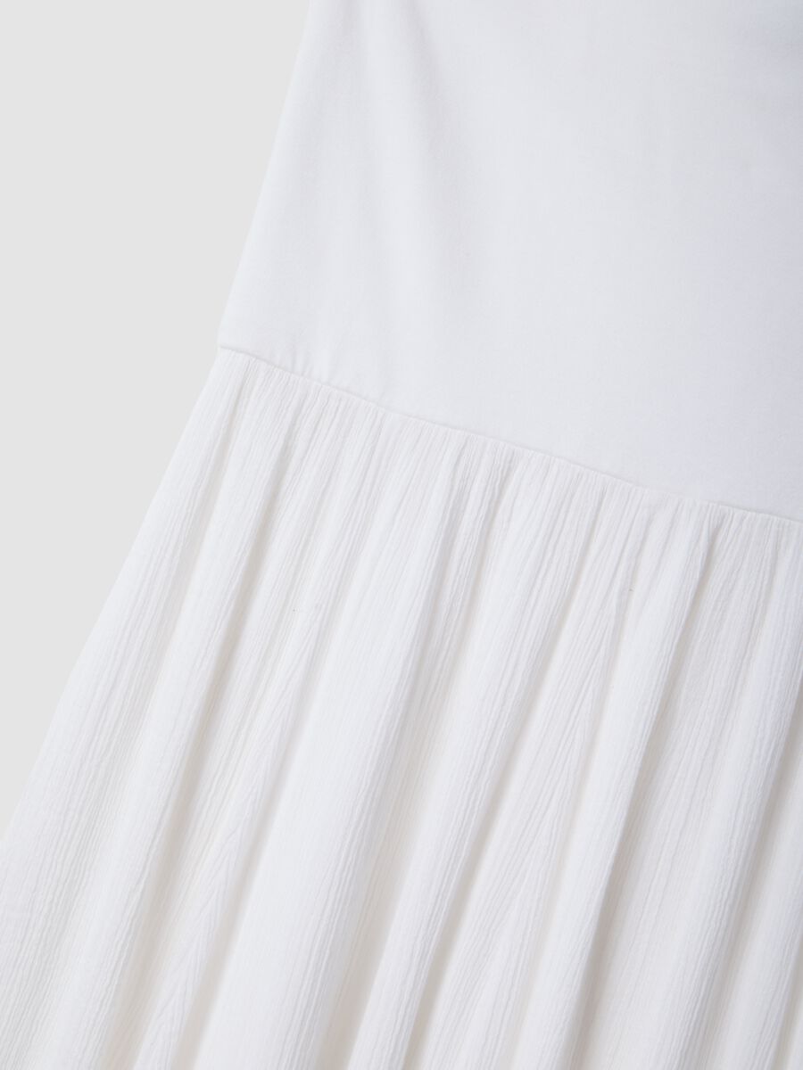 Long white pure cotton skirt with elasticated waist and sheer detailing_5