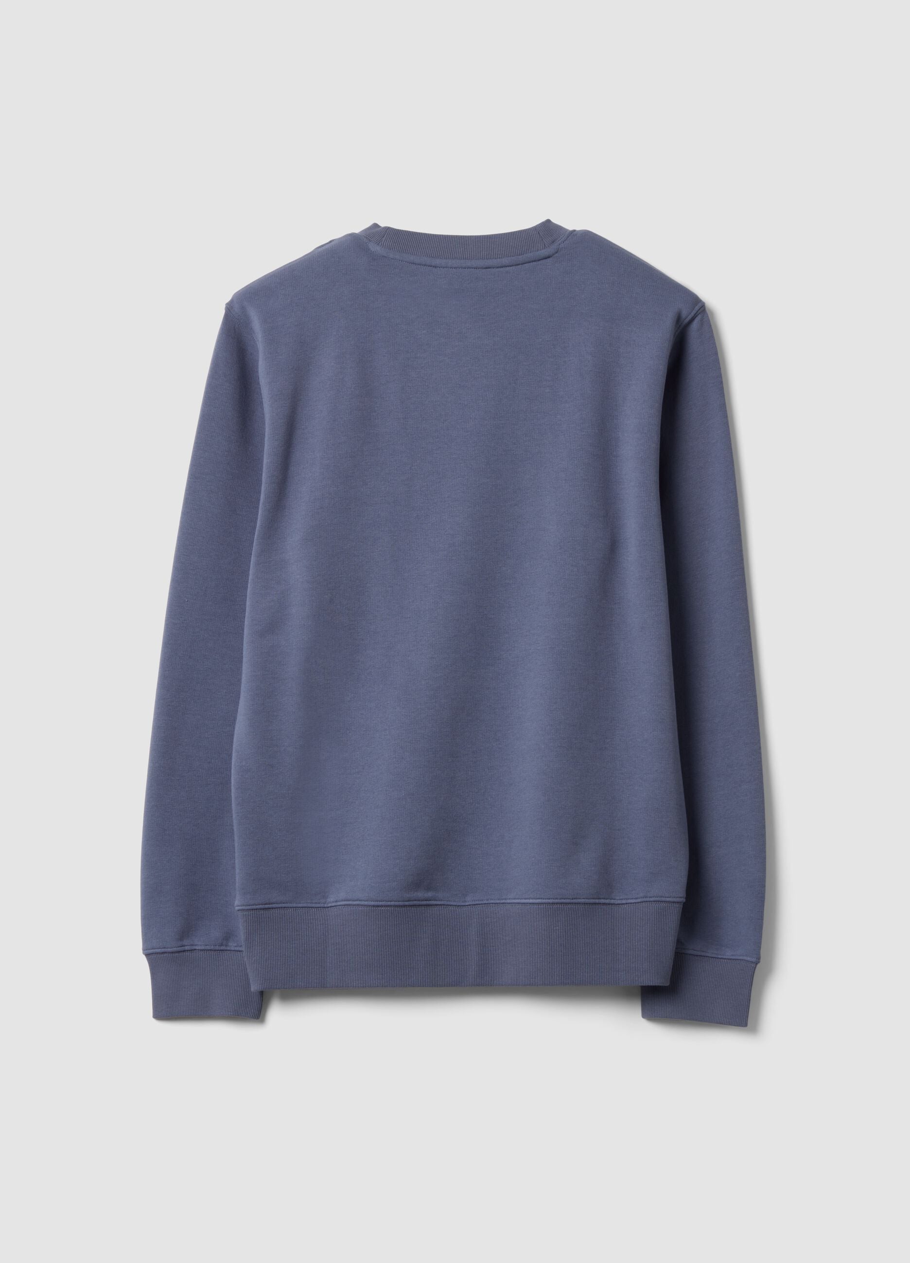 Grey crew-neck cotton-blend sweatshirt, regular fit