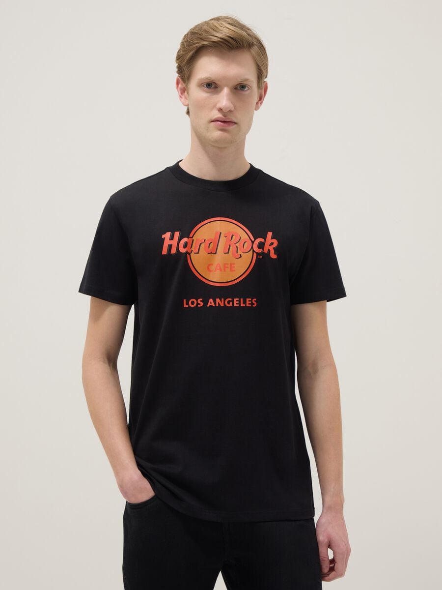 Black pure cotton regular fit t-shirt with Hard Rock Cafe logo_0