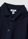 Polo blu a maniche lunghe in cotone organico_2
