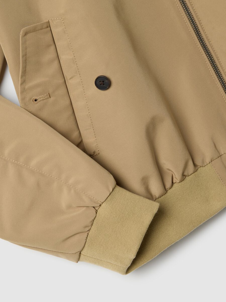 Beige regular fit jacket with zip_5